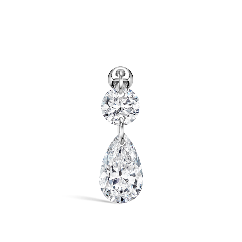 Floating Double Diamond Threaded Charm Earring