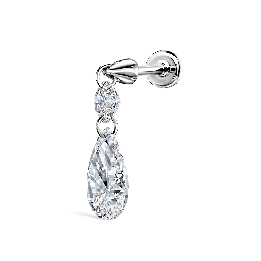 Floating Double Diamond Threaded Charm Earring