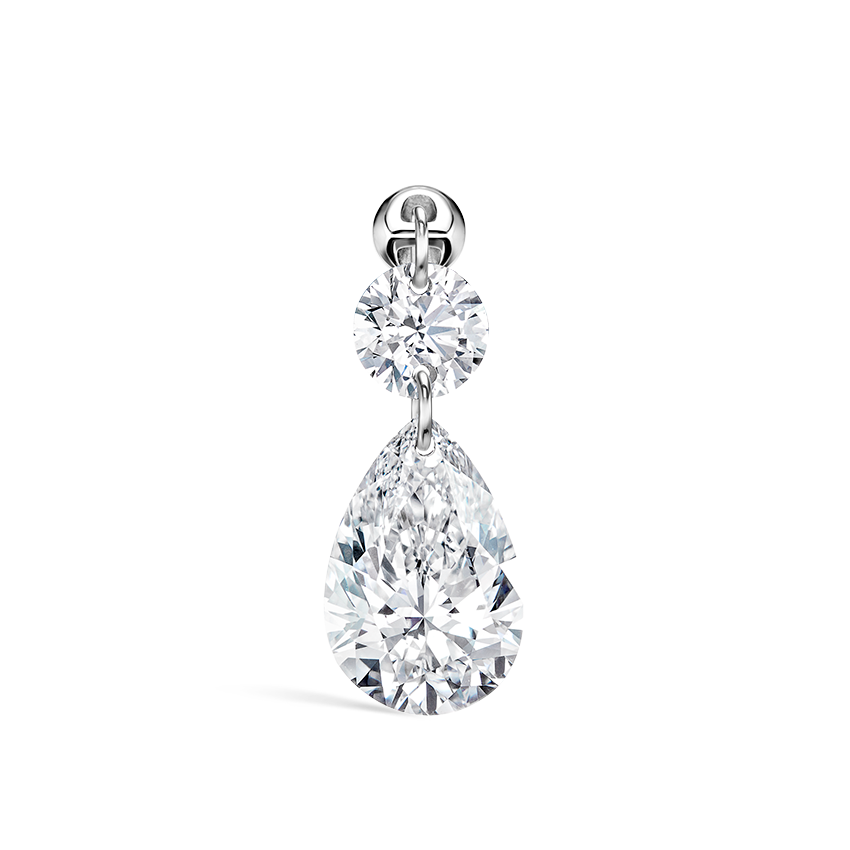 Floating Double Diamond Threaded Charm Earring