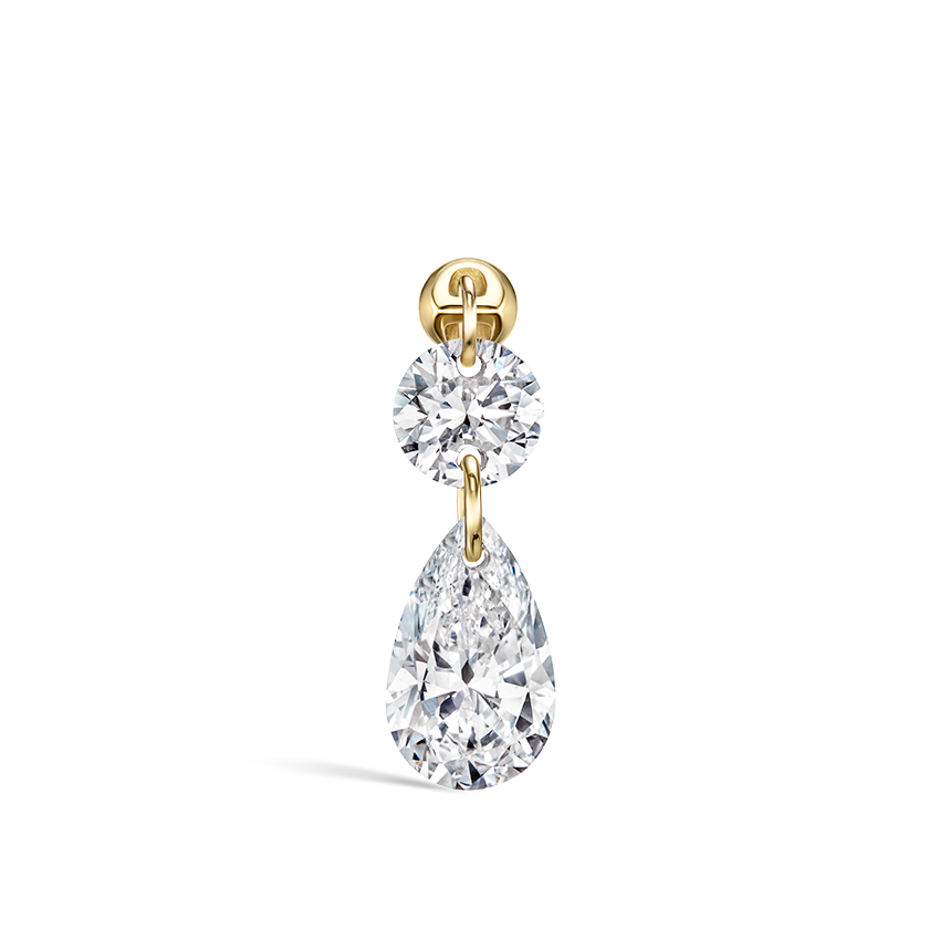 Floating Double Diamond Threaded Charm Earring