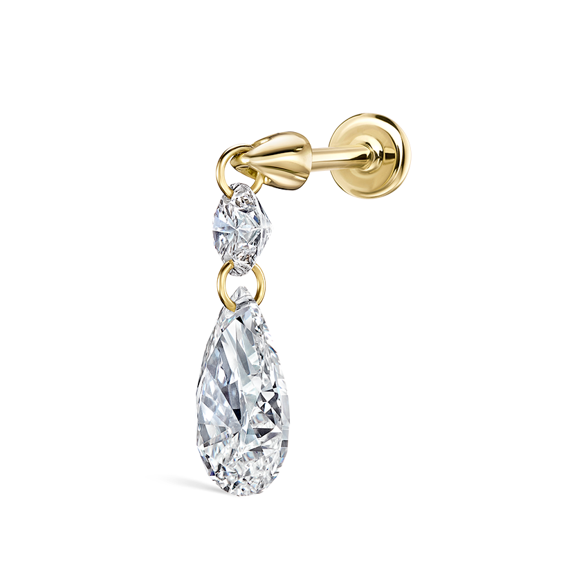 Floating Double Diamond Threaded Charm Earring