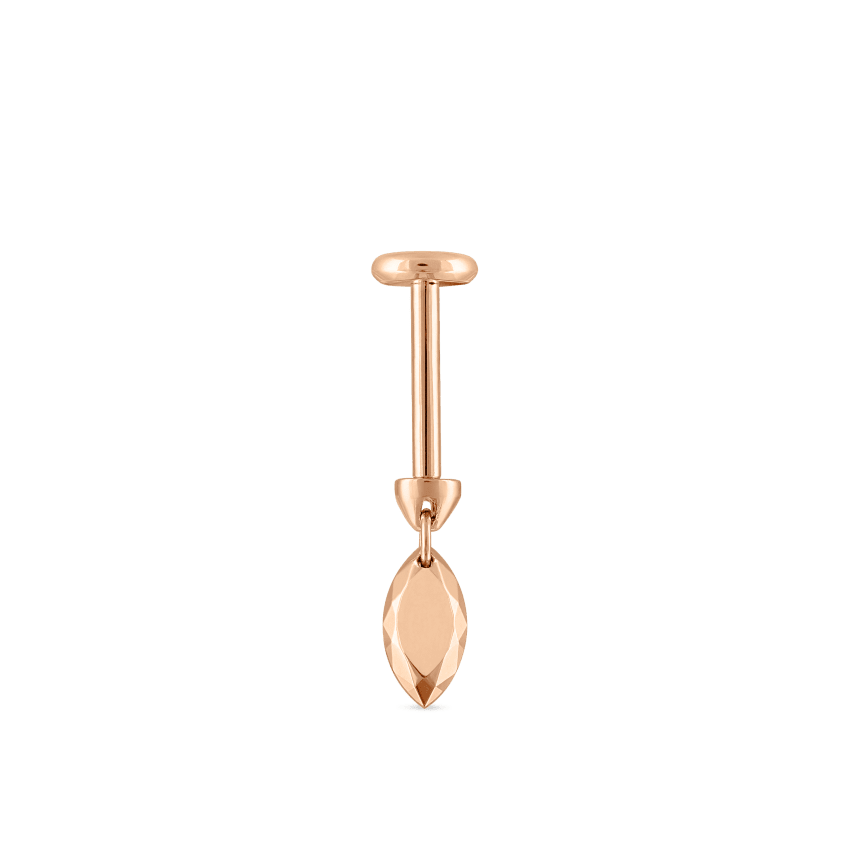 Faceted Gold Marquise Threaded Charm Earring