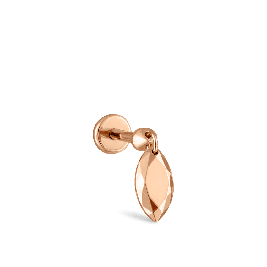 Faceted Gold Marquise Threaded Charm Earring