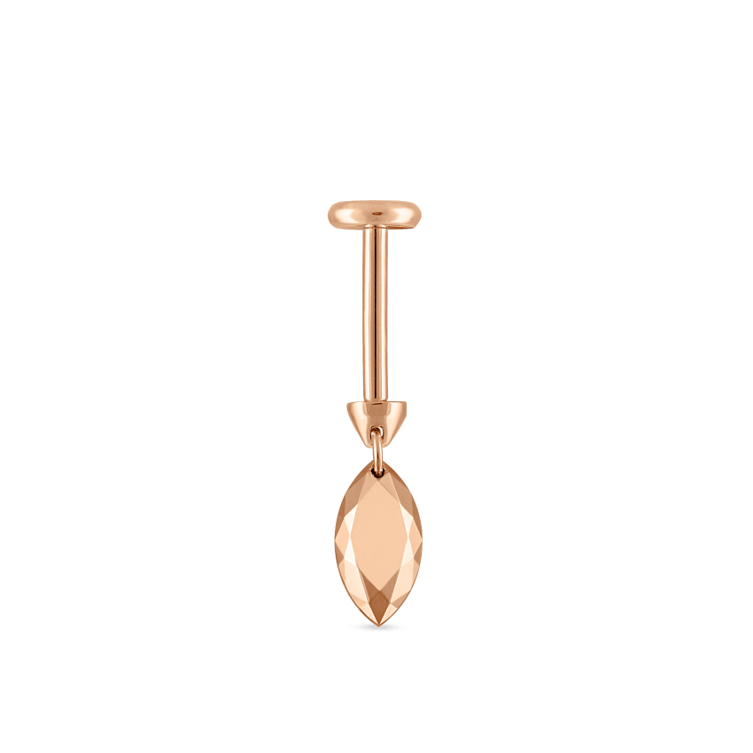Faceted Gold Marquise Threaded Charm Earring