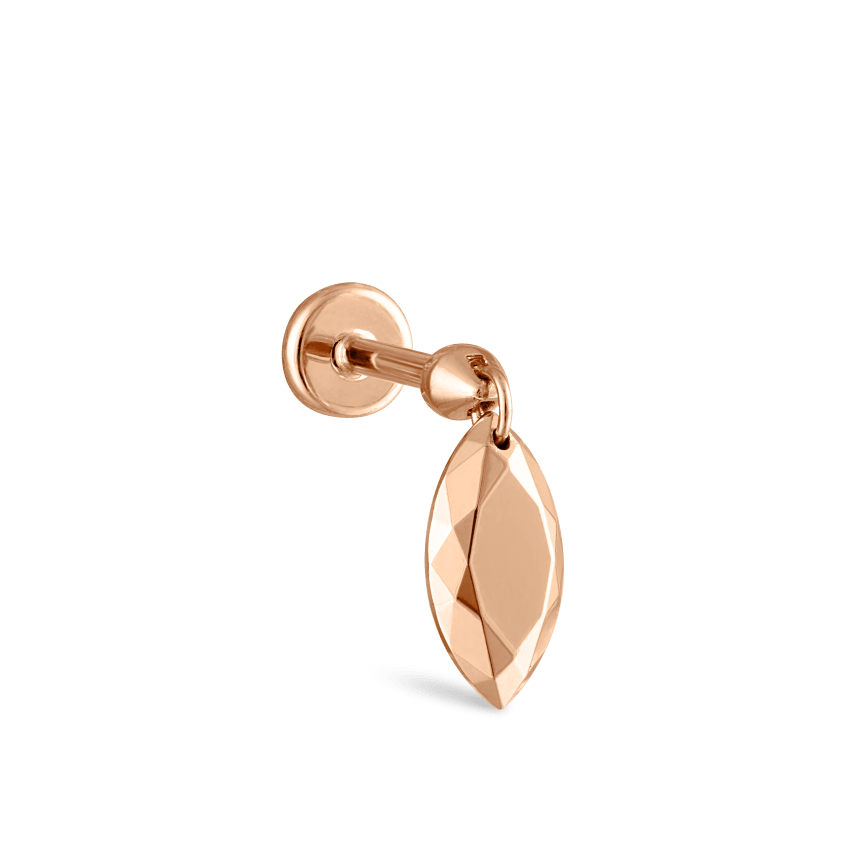 Faceted Gold Marquise Threaded Charm Earring