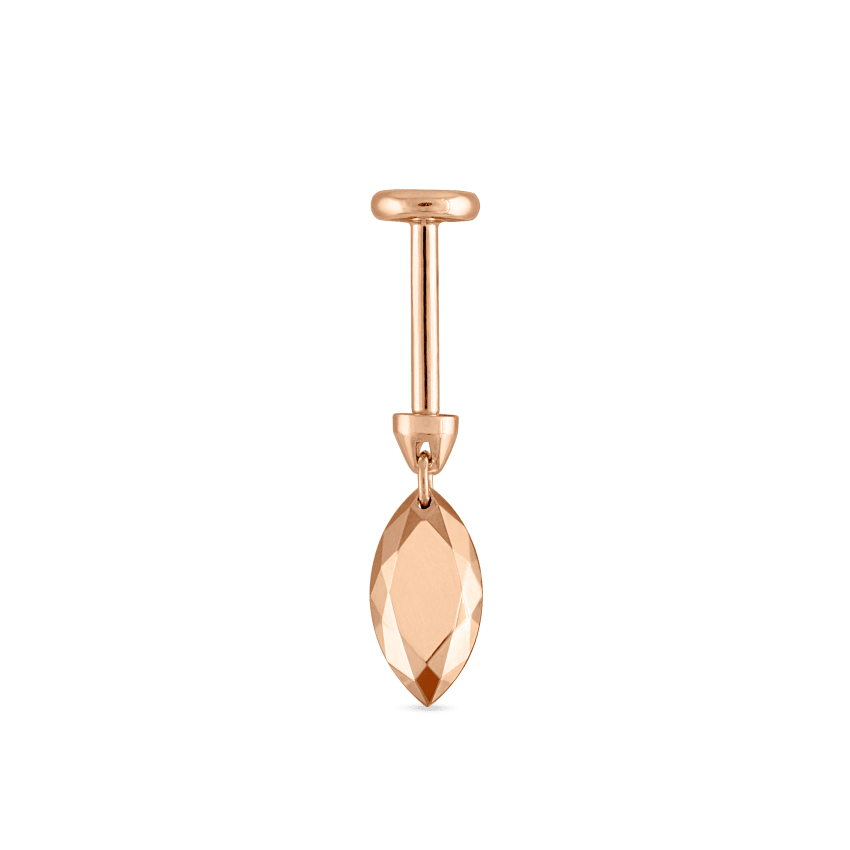 Faceted Gold Marquise Threaded Charm Earring