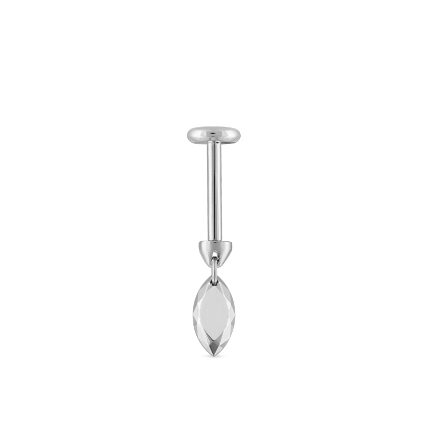 Faceted Gold Marquise Threaded Charm Earring