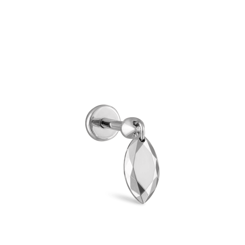 Faceted Gold Marquise Threaded Charm Earring