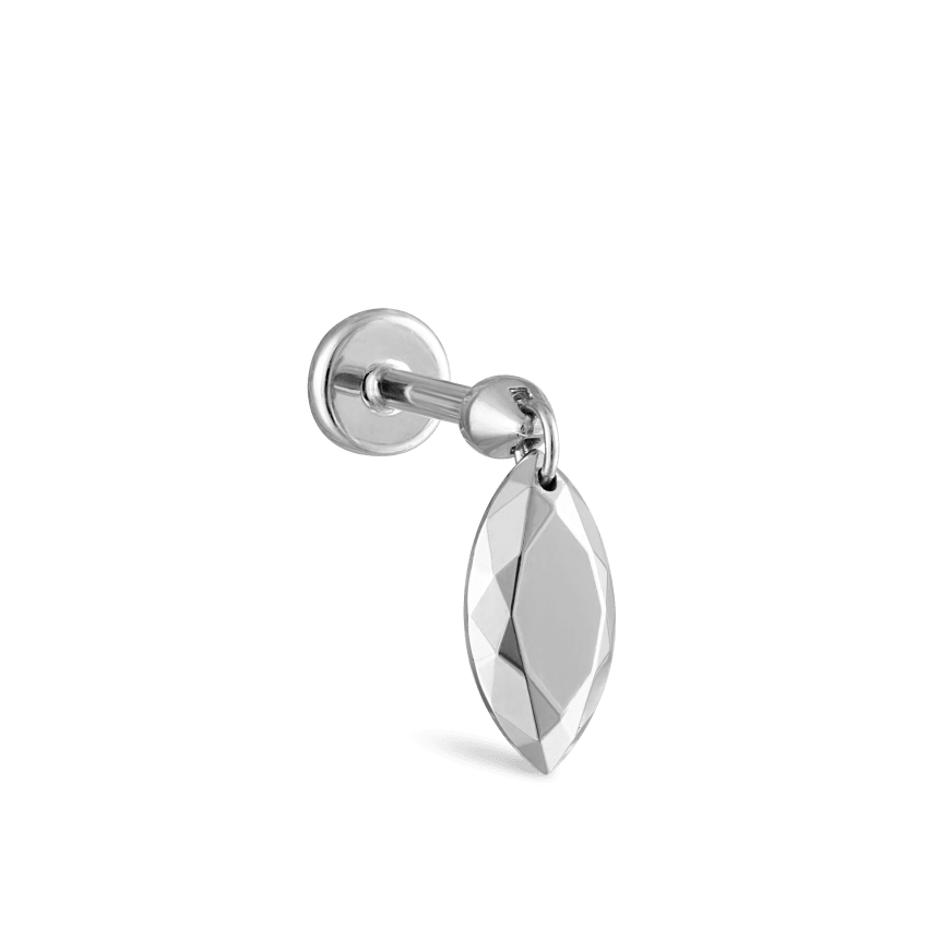Faceted Gold Marquise Threaded Charm Earring