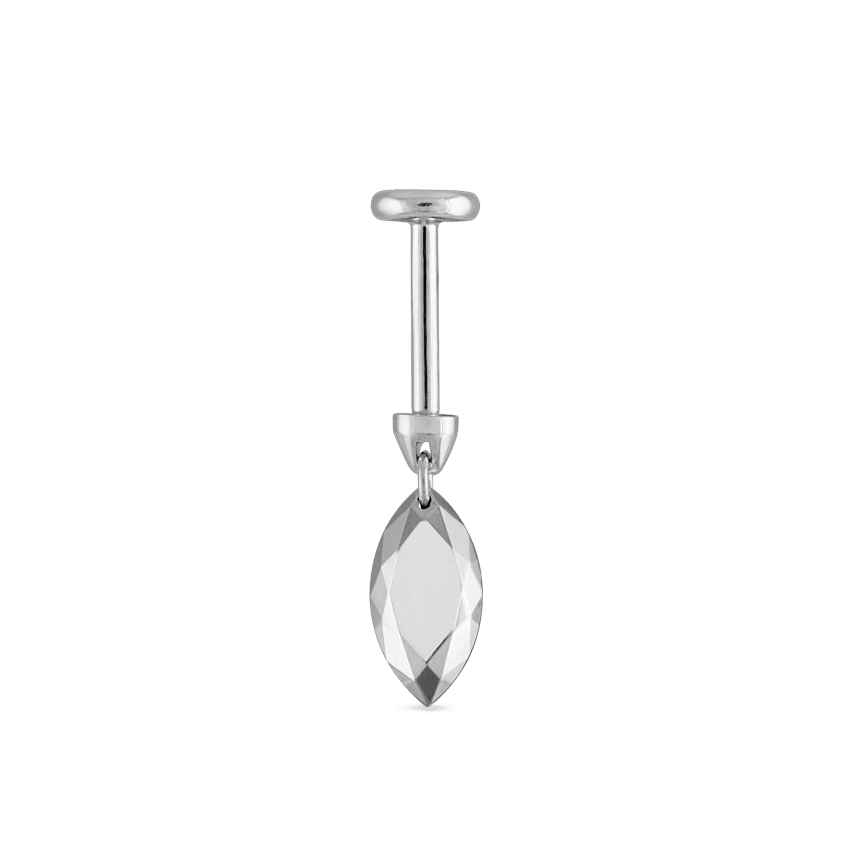Faceted Gold Marquise Threaded Charm Earring