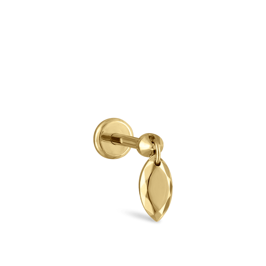 Faceted Gold Marquise Threaded Charm Earring