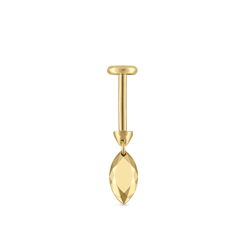 Faceted Gold Marquise Threaded Charm Earring