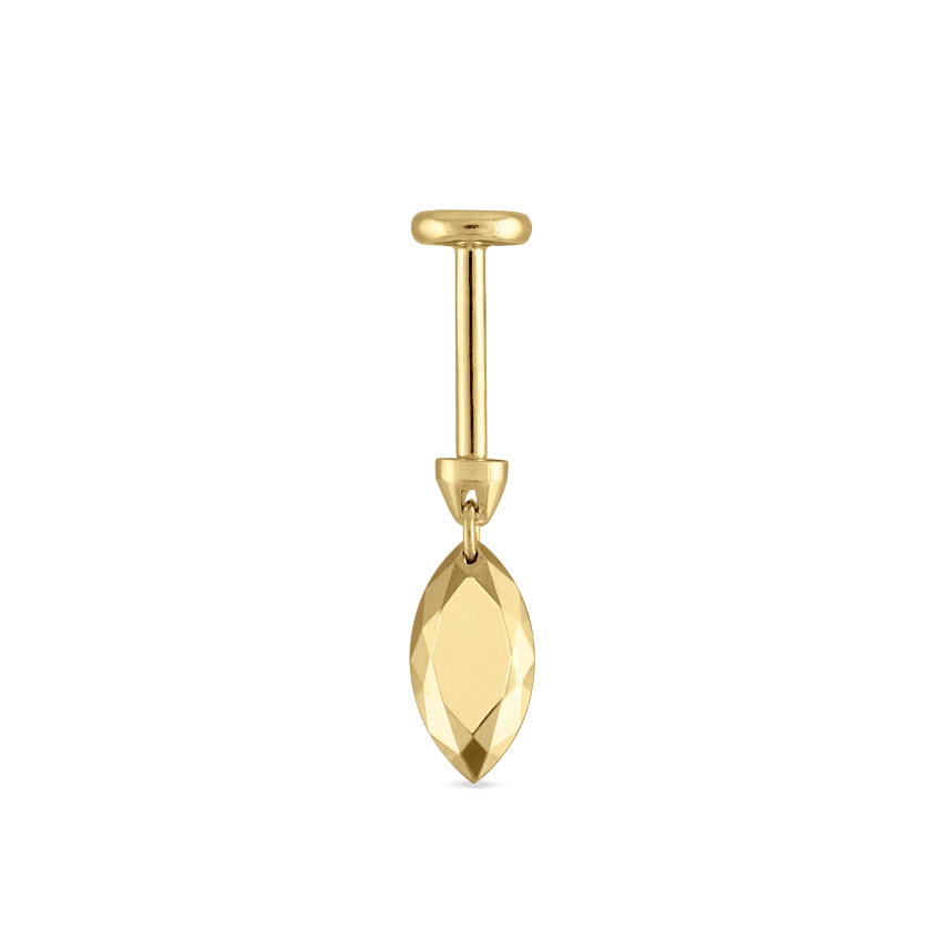 Faceted Gold Marquise Threaded Charm Earring