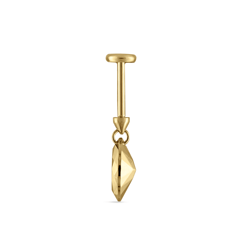 Faceted Gold Marquise Threaded Charm Earring