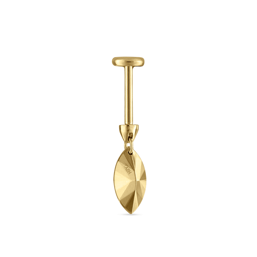 Faceted Gold Marquise Threaded Charm Earring