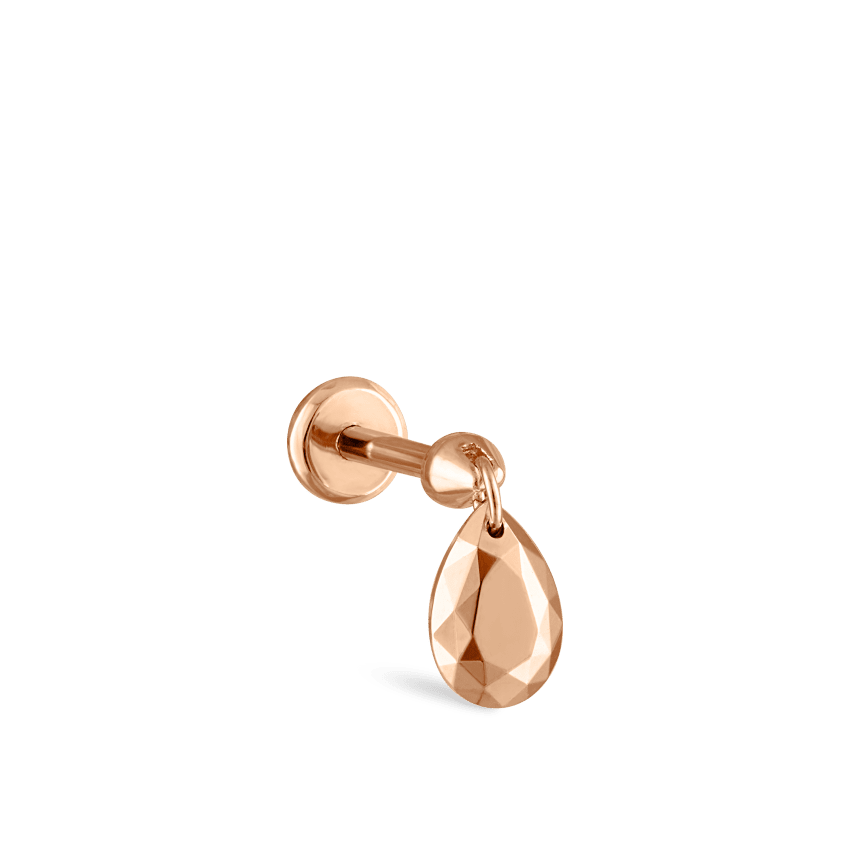 Faceted Gold Pear Threaded Charm Earring