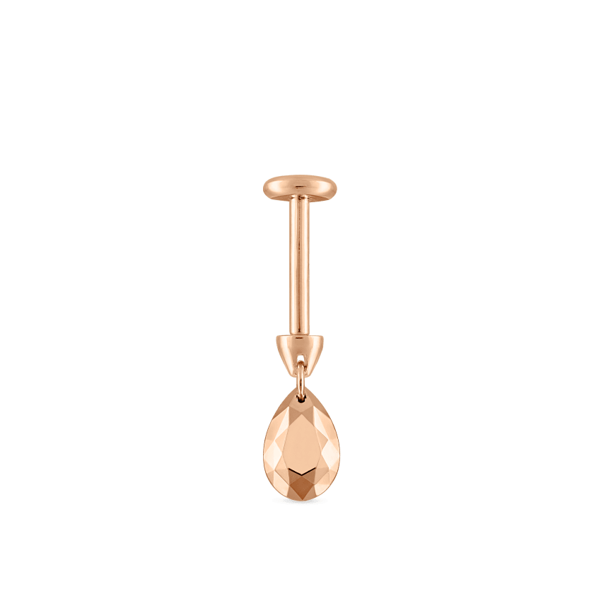 Faceted Gold Pear Threaded Charm Earring