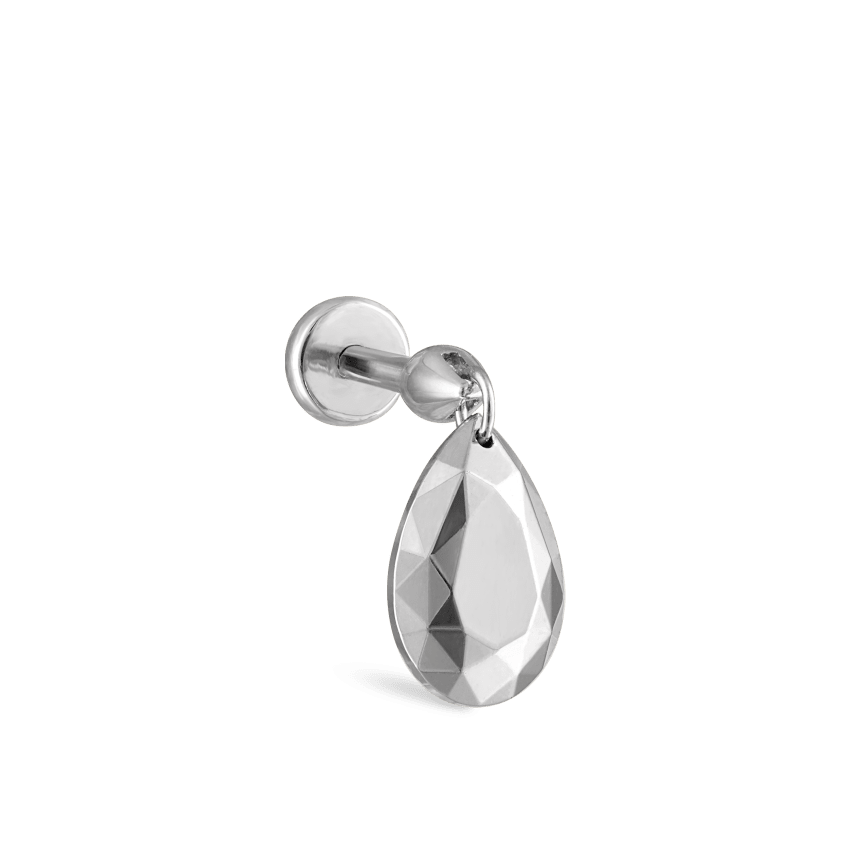 Faceted Gold Pear Threaded Charm Earring