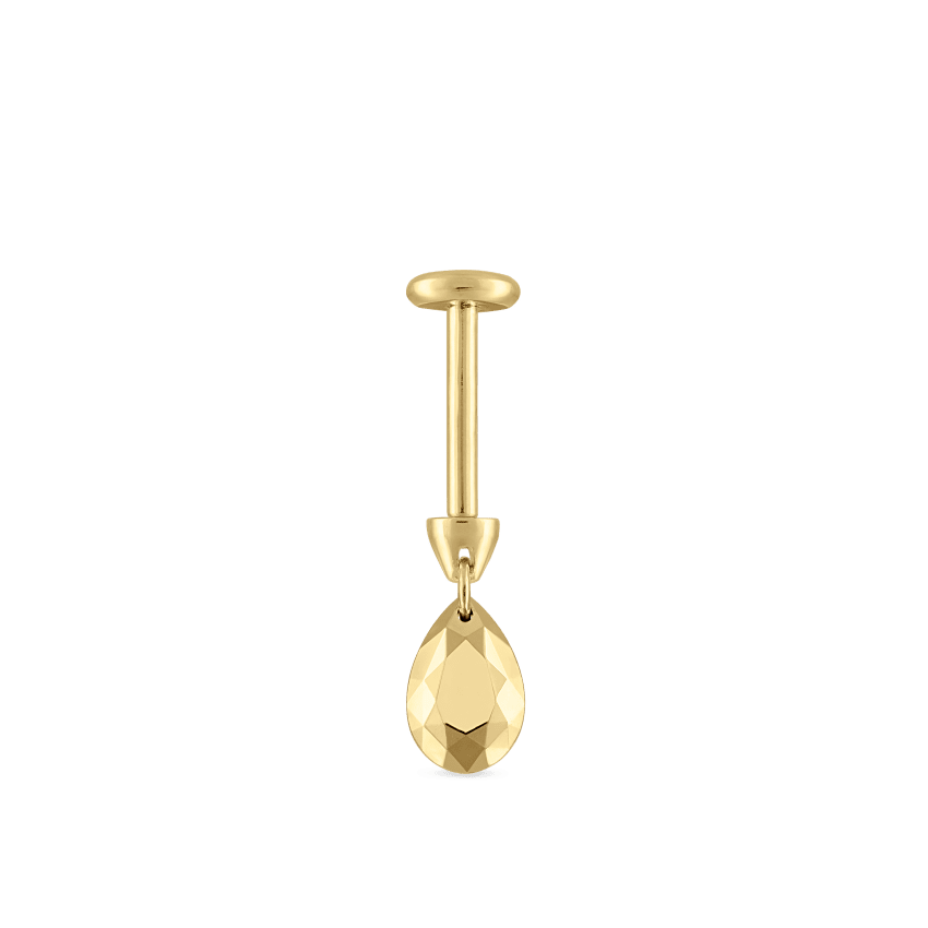 Faceted Gold Pear Threaded Charm Earring