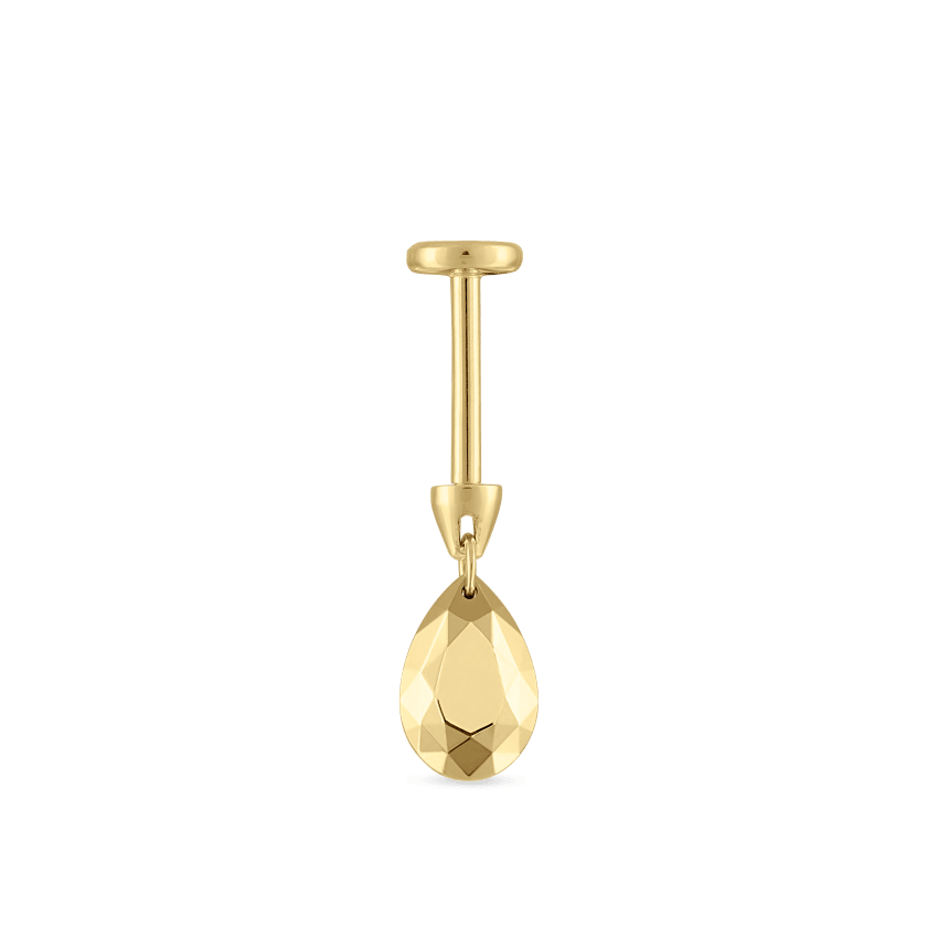 Faceted Gold Pear Threaded Charm Earring