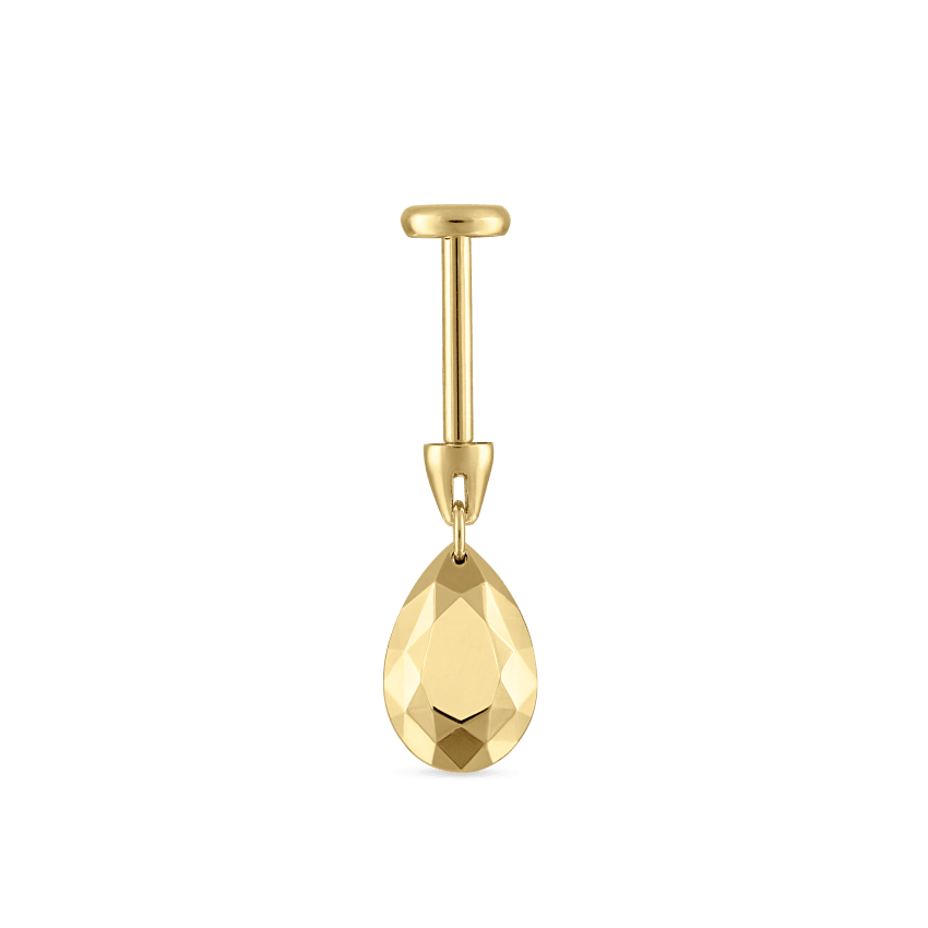 Faceted Gold Pear Threaded Charm Earring