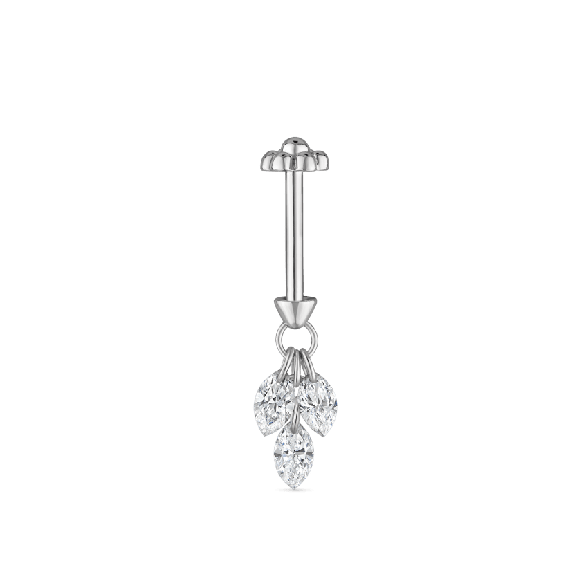 Floating Diamond Plume Threaded Charm Earring