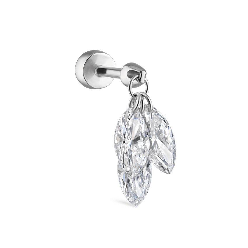 Floating Diamond Plume Threaded Charm Earring