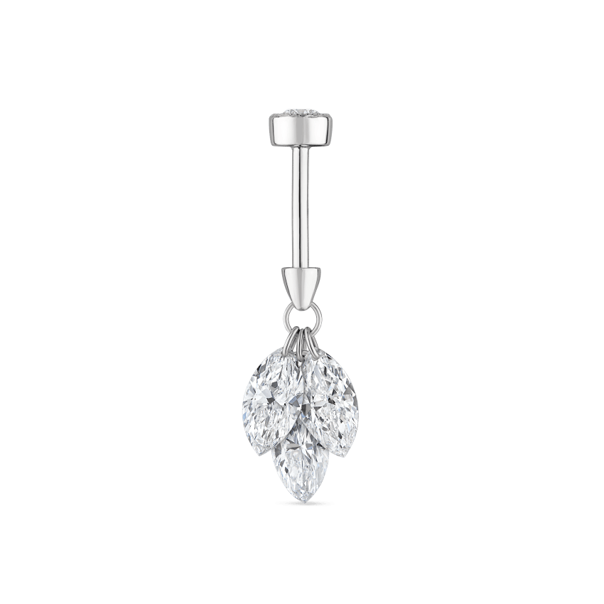 Floating Diamond Plume Threaded Charm Earring