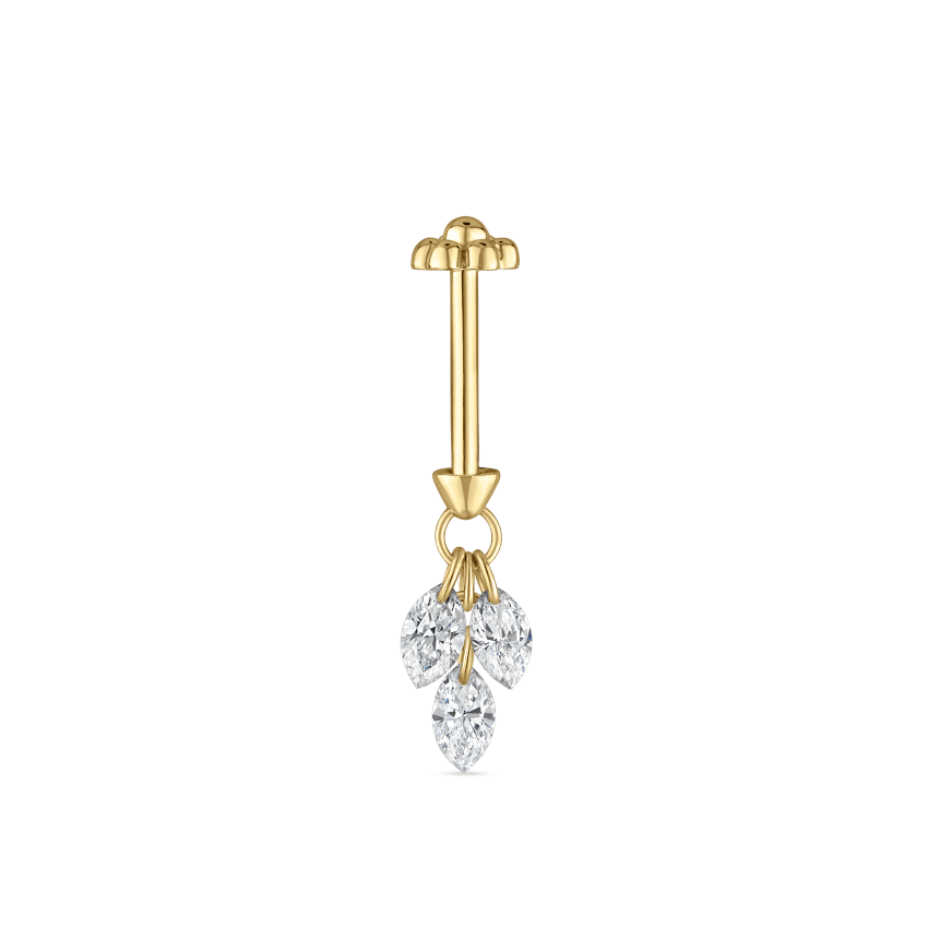 Floating Diamond Plume Threaded Charm Earring