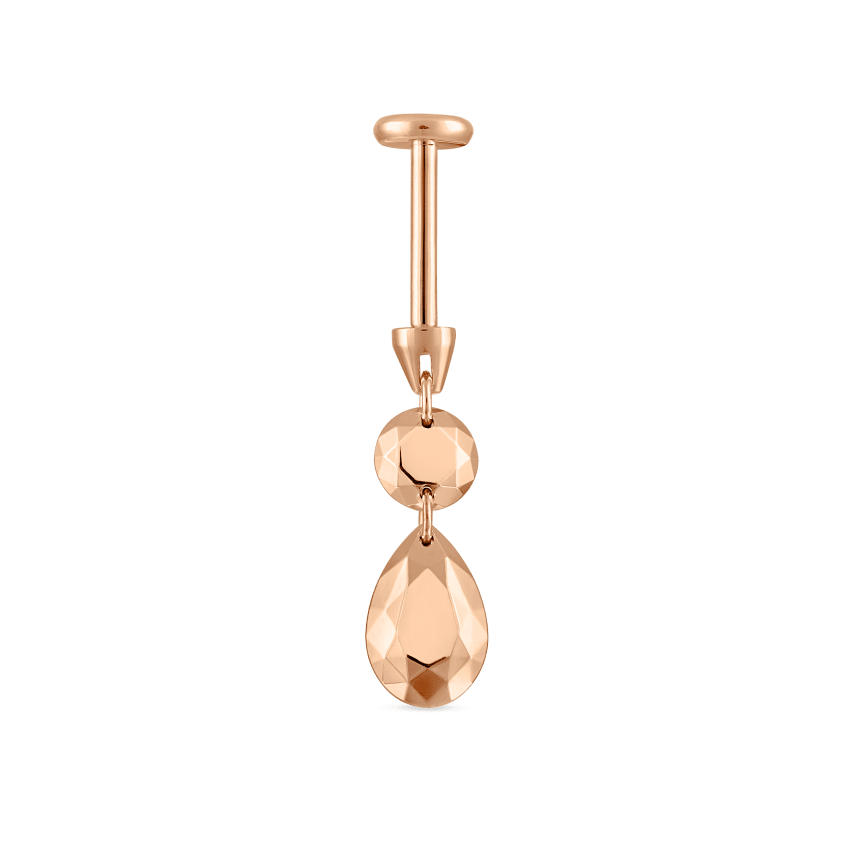 Double Faceted Gold Threaded Charm Stud Earring