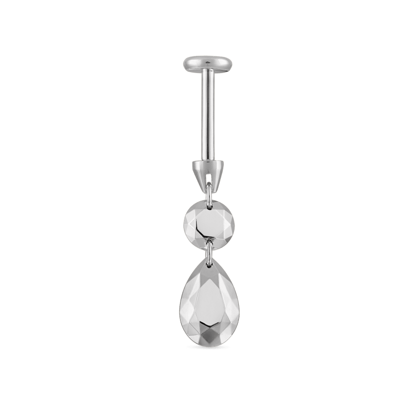 Double Faceted Gold Threaded Charm Stud Earring