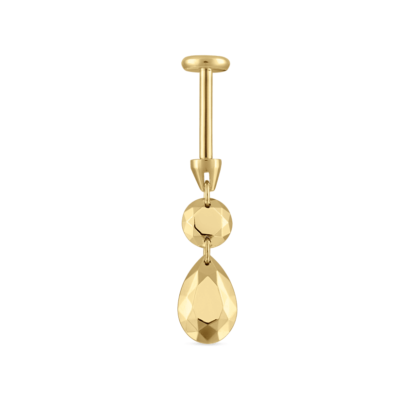 Double Faceted Gold Threaded Charm Stud Earring