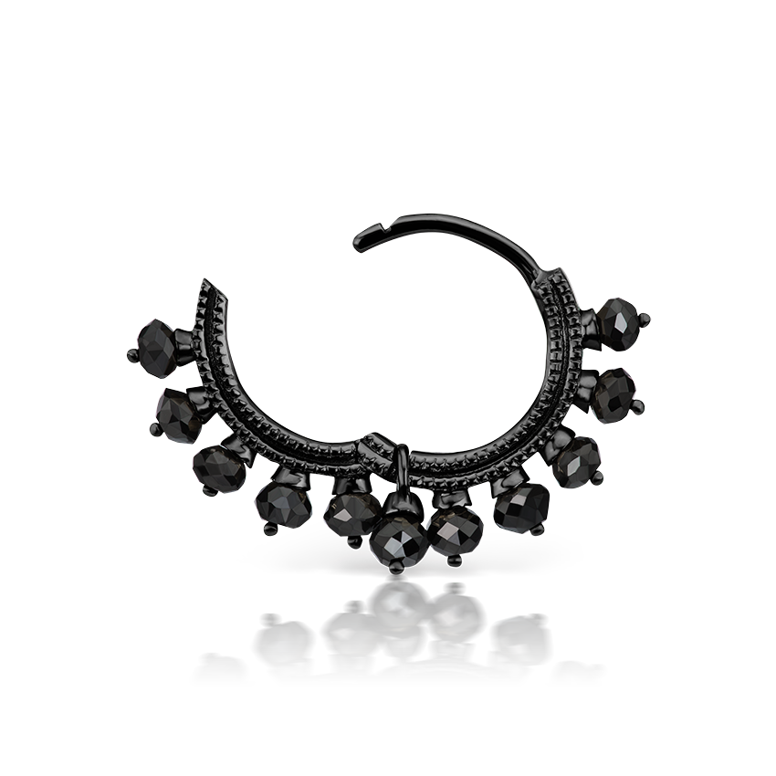 Black Diamond Coronet Hoop Earring