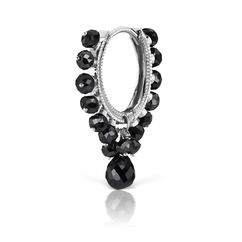 Black Diamond Coronet with Briolette Hoop Earring