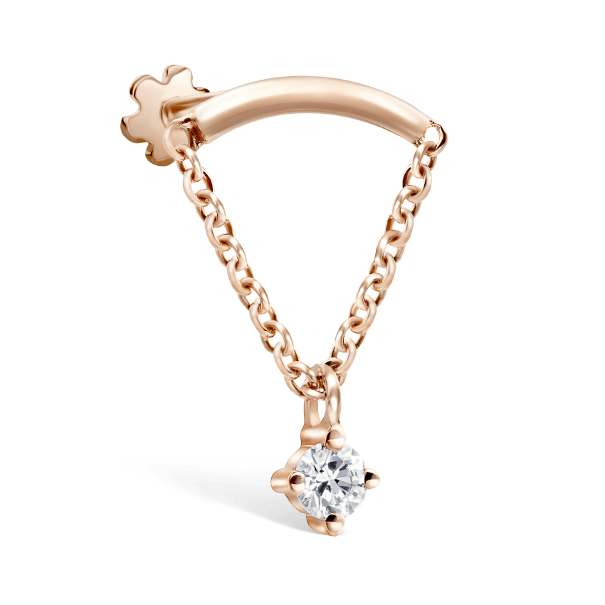 Prong Set Diamond Drape Threaded Stud Earring