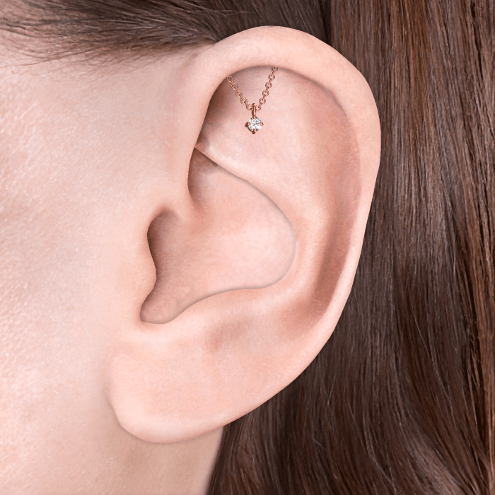 Prong Set Diamond Drape Threaded Stud Earring