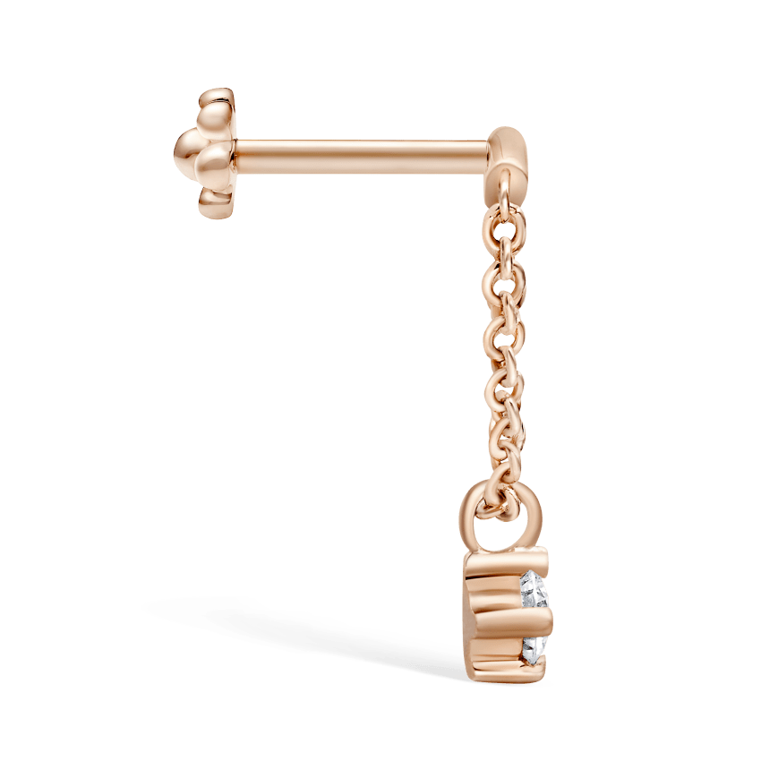 Prong Set Diamond Drape Threaded Stud Earring