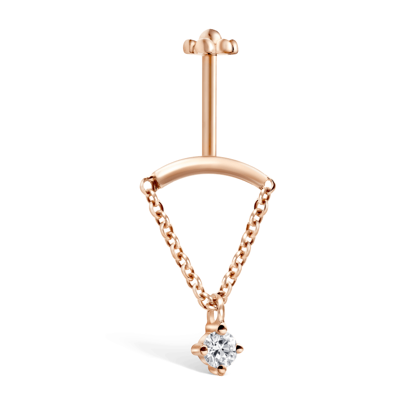 Prong Set Diamond Drape Threaded Stud Earring