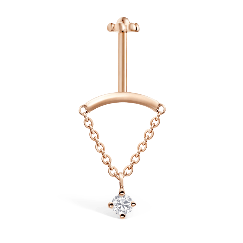 Prong Set Diamond Drape Threaded Stud Earring