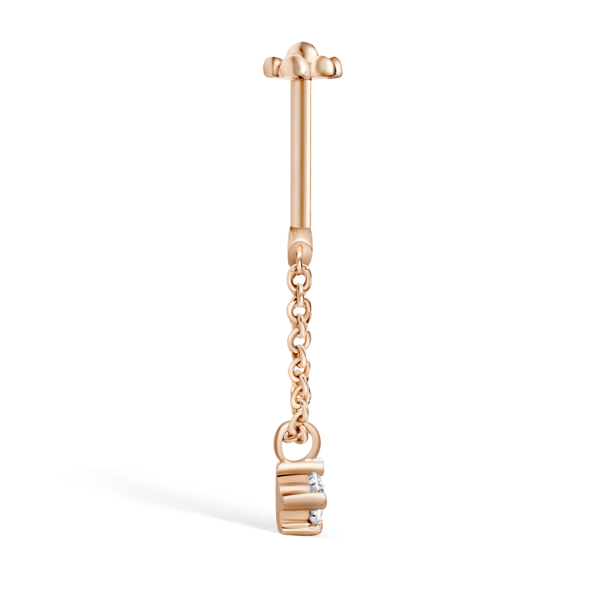 Prong Set Diamond Drape Threaded Stud Earring
