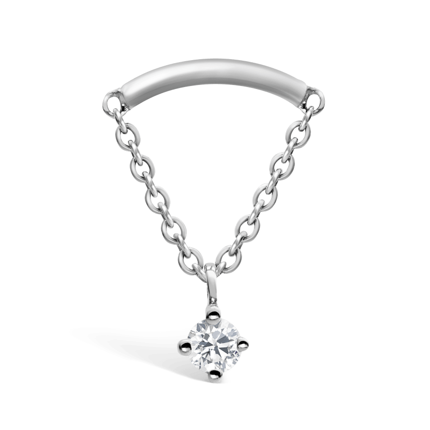 Prong Set Diamond Drape Threaded Stud Earring