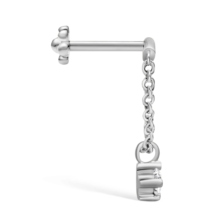 Prong Set Diamond Drape Threaded Stud Earring