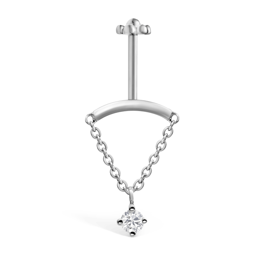 Prong Set Diamond Drape Threaded Stud Earring