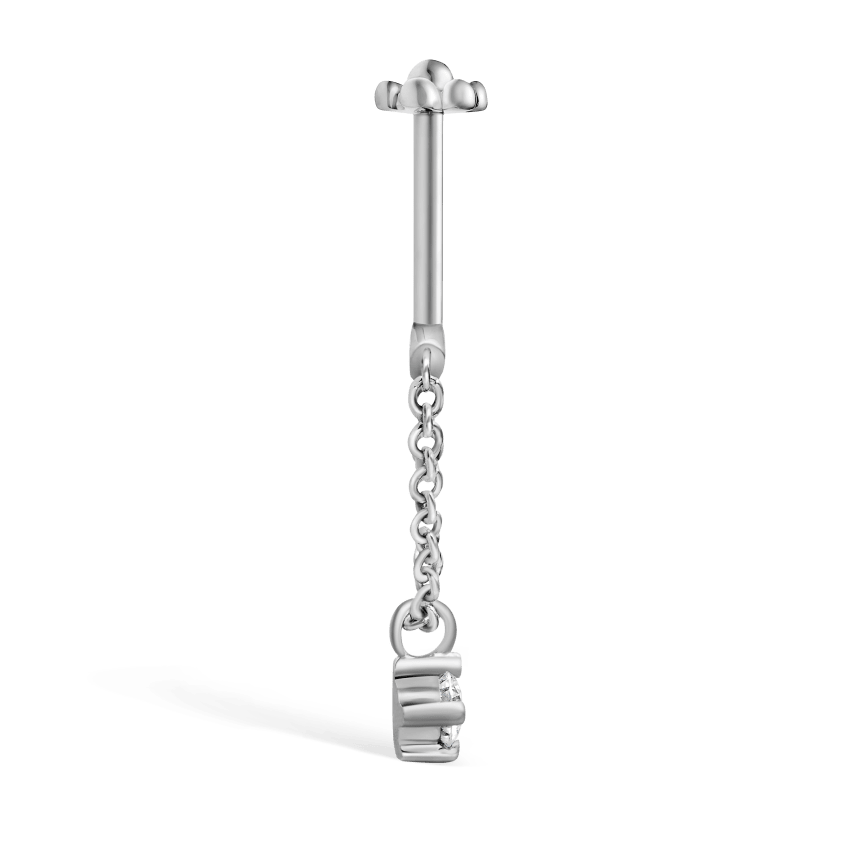 Prong Set Diamond Drape Threaded Stud Earring