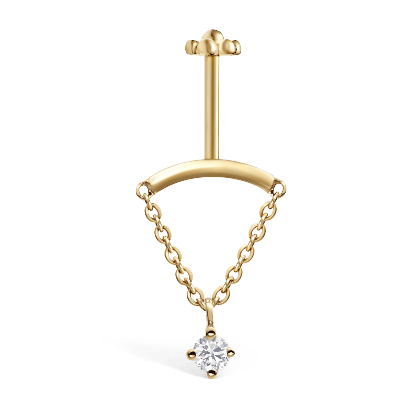 Prong Set Diamond Drape Threaded Stud Earring