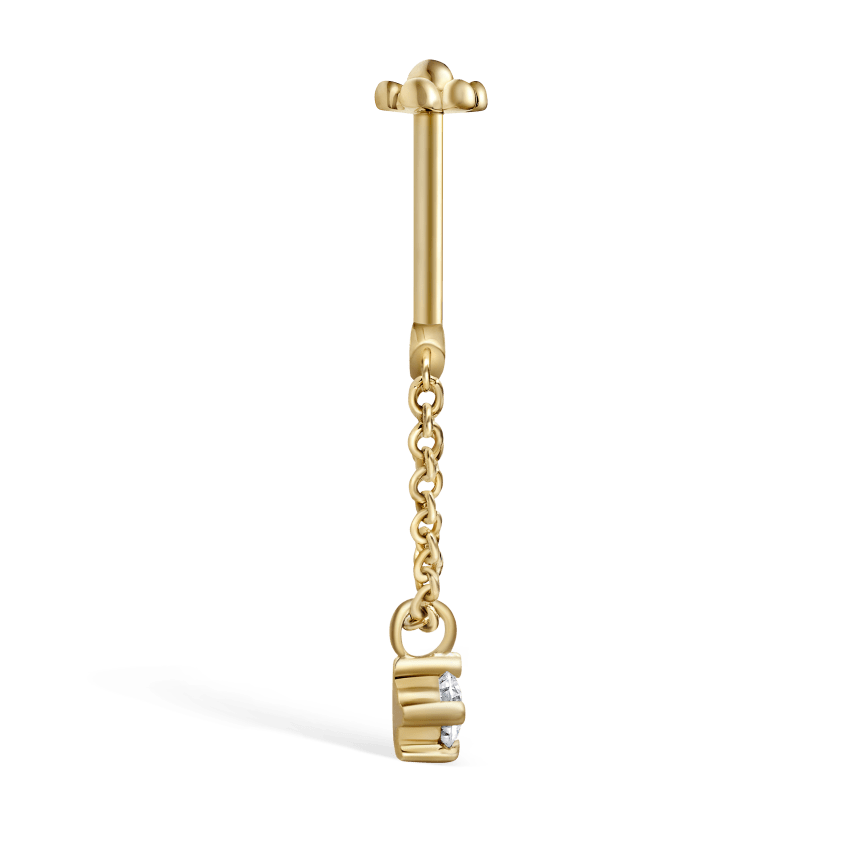 Prong Set Diamond Drape Threaded Stud Earring