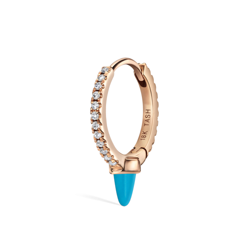 Single Short Turquoise Spike Diamond Eternity Hoop Earring