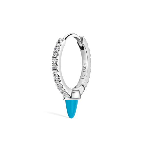 Single Short Turquoise Spike Diamond Eternity Hoop Earring