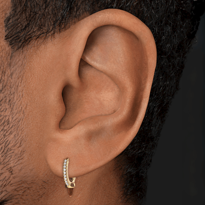 Tiger's Eye Short Spike Diamond Eternity Hoop Earring