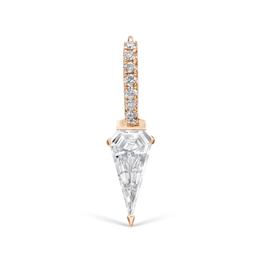 Silhouette Diamond Long Spike Eternity Hoop Earring